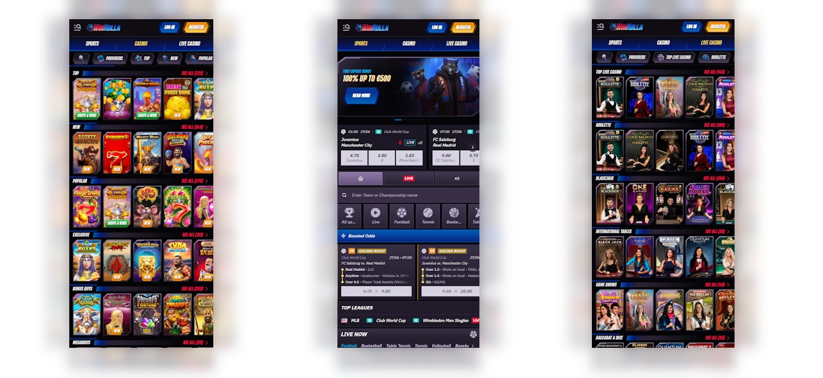 Mobile casino interface banner
