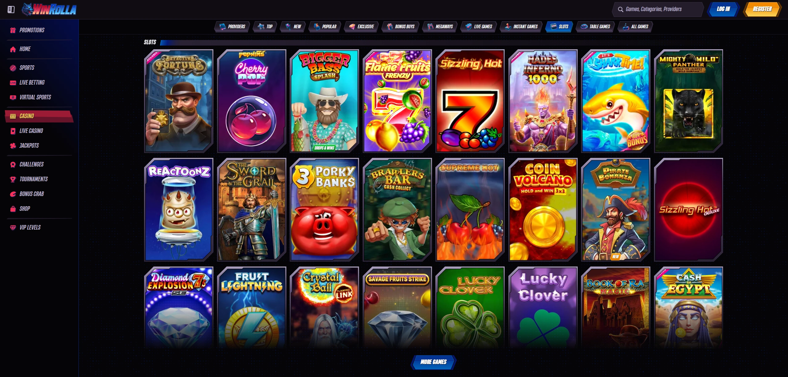 WinRolla branded slot machines variety